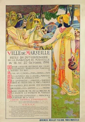 Cartaz criado para a comemoração da fundação de Marselha, gravado por A. Gallice, 1899